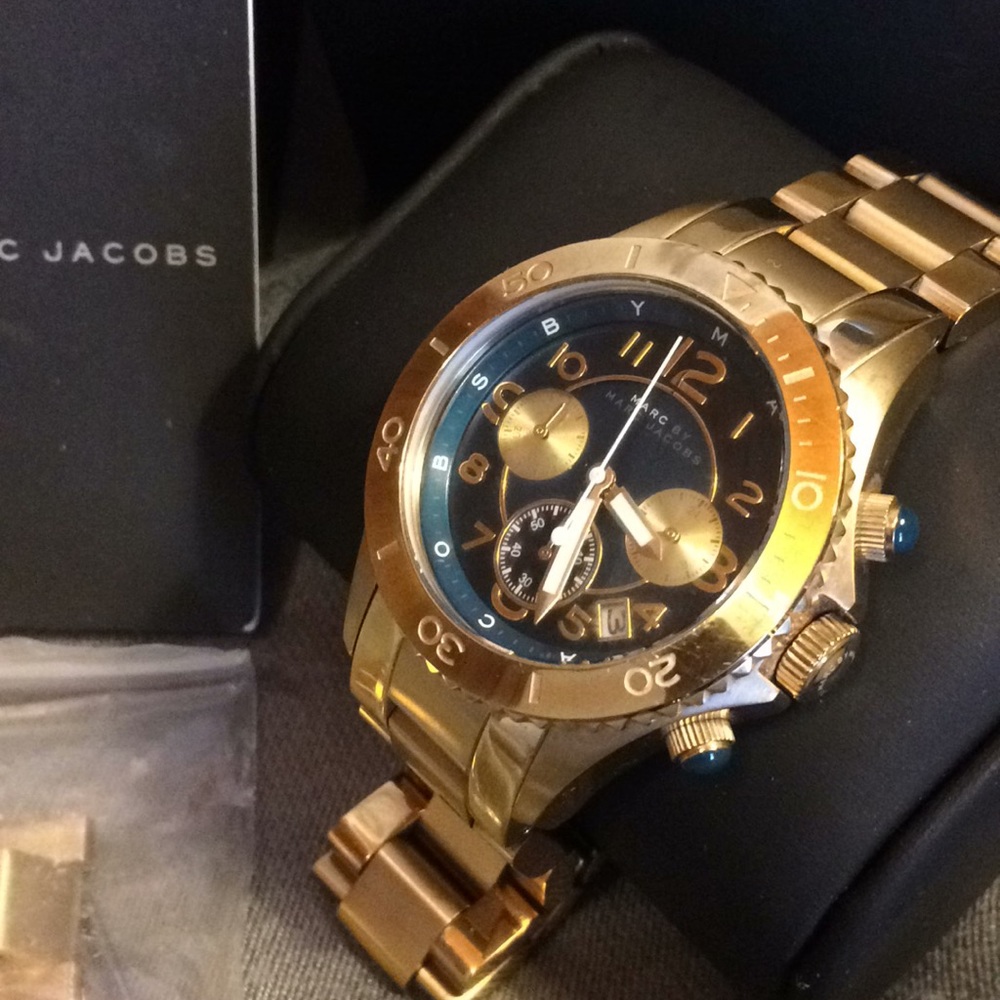 Marc Jacobs MBM3252 Chronograph Teal Gold Watch